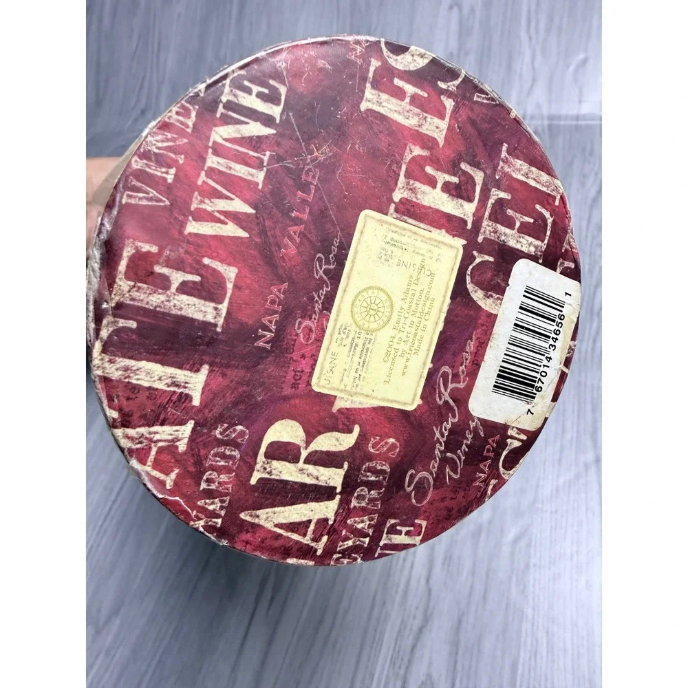 Vintage Napa Valley Wine Cellar Decorative Gift Box Canister with Rope Handle